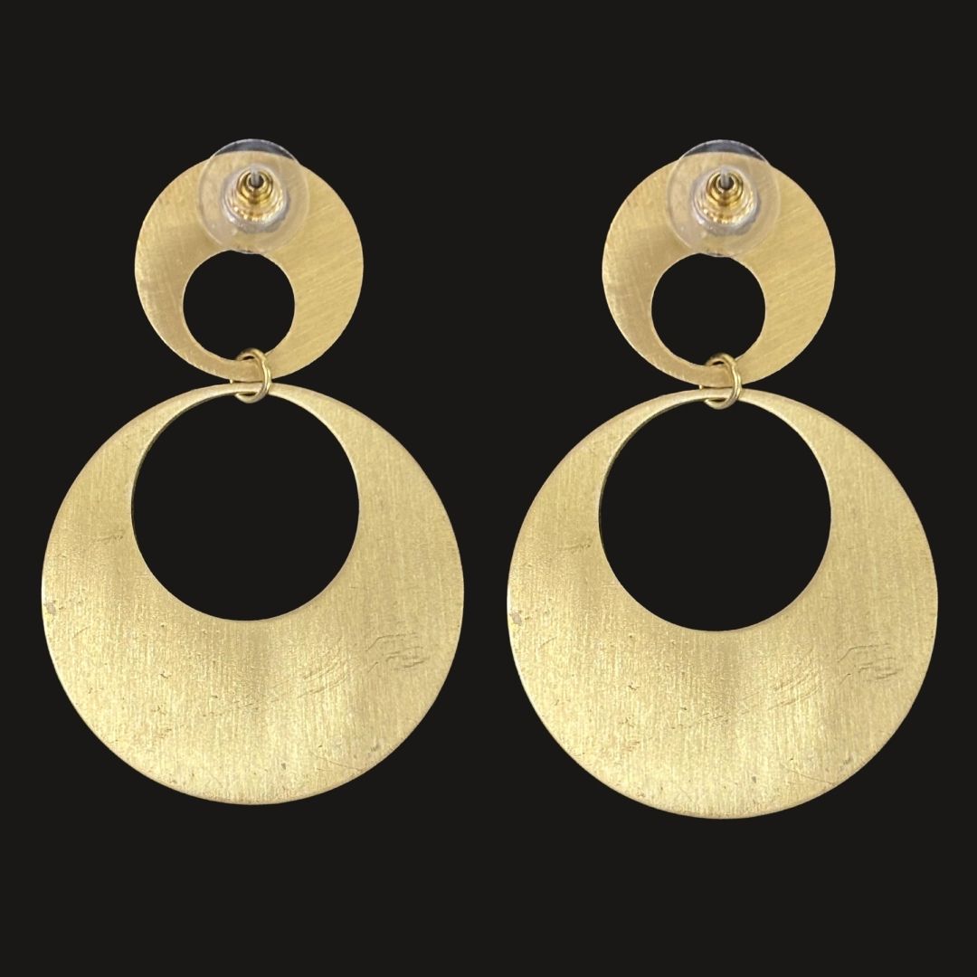 High-Quality Gold-Plated Dual Circle Drop Earrings