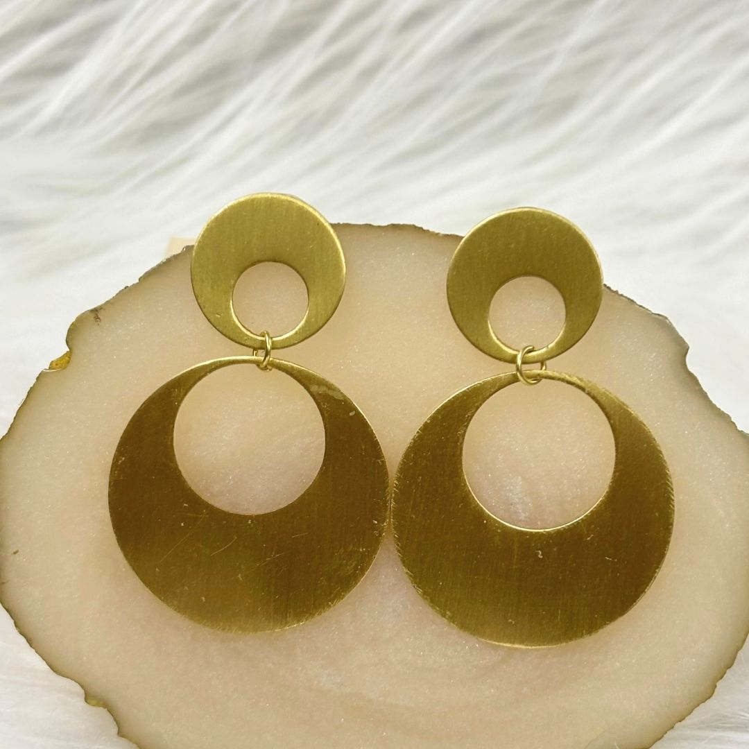 High-Quality Gold-Plated Dual Circle Drop Earrings