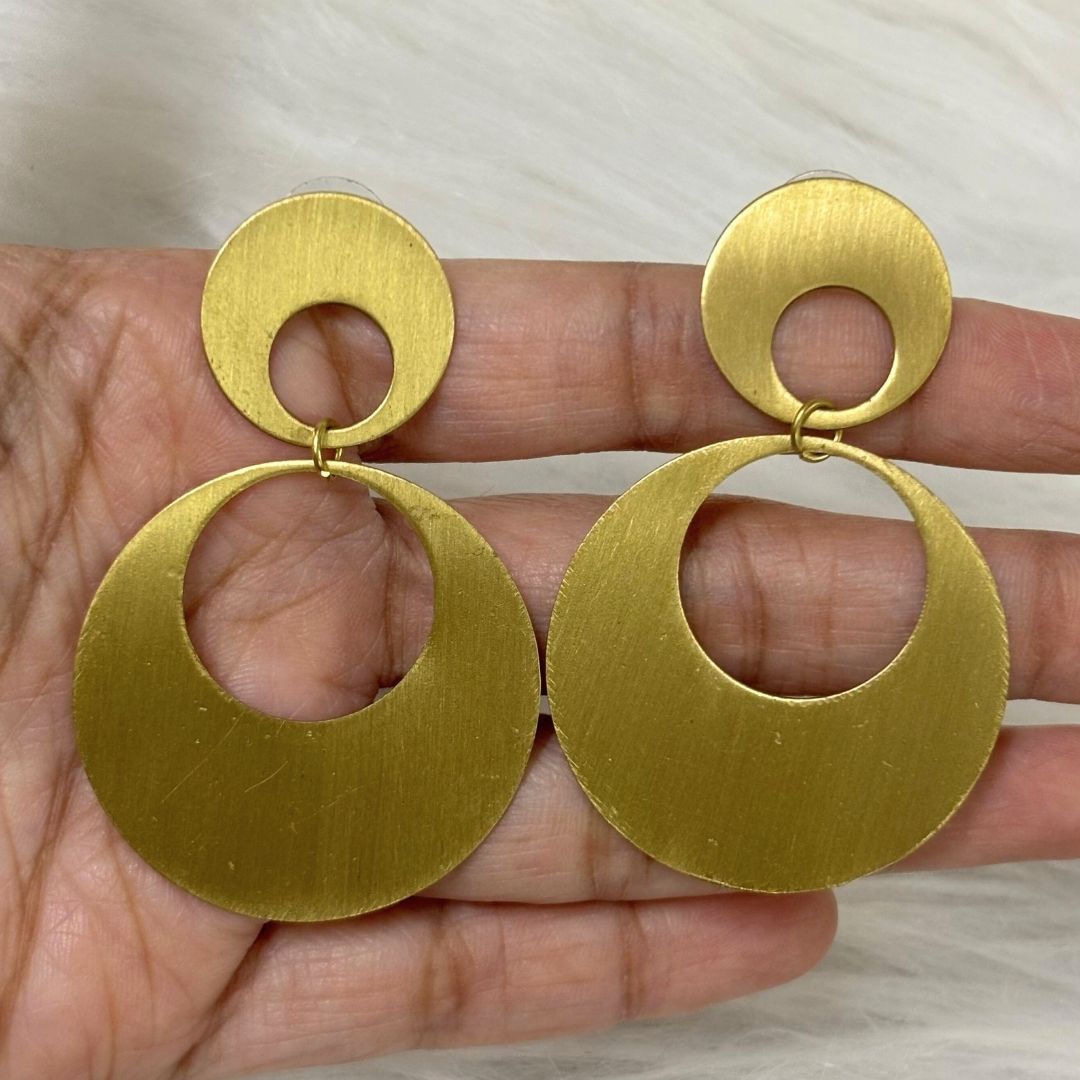 High-Quality Gold-Plated Dual Circle Drop Earrings