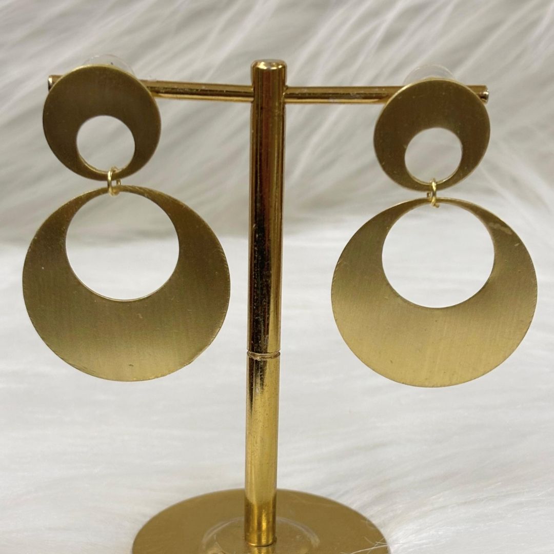 High-Quality Gold-Plated Dual Circle Drop Earrings