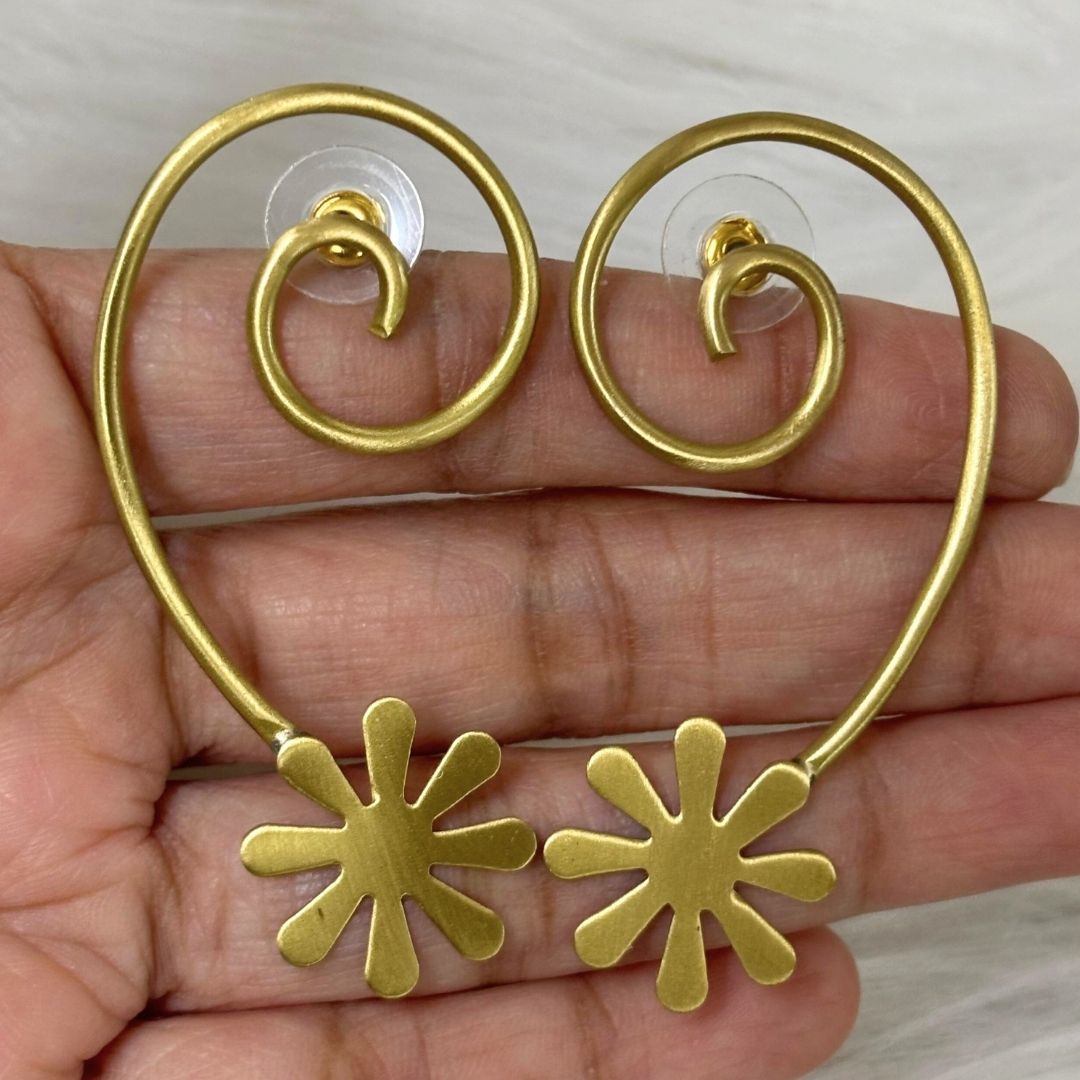 High-Quality Gold-Plated Bloom Spiral Drop Earrings