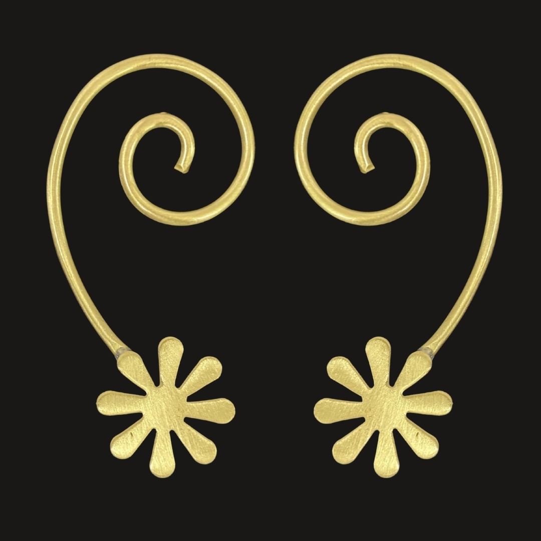 High-Quality Gold-Plated Bloom Spiral Drop Earrings