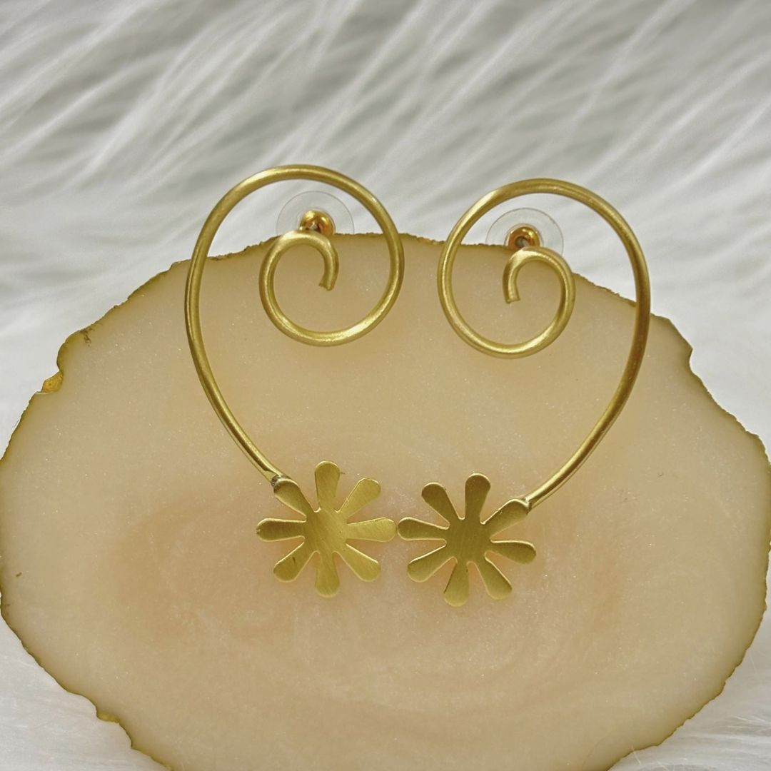 High-Quality Gold-Plated Bloom Spiral Drop Earrings