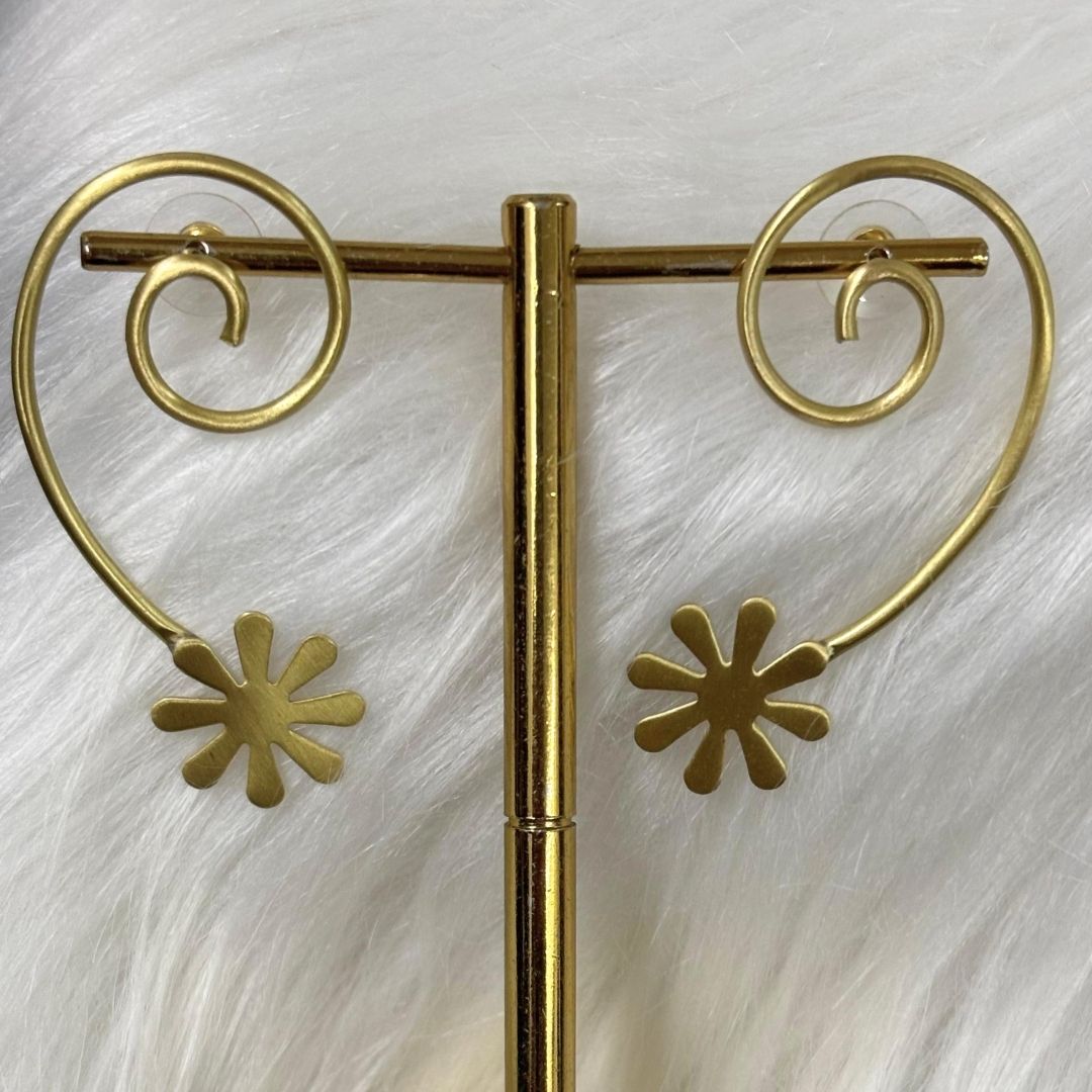 High-Quality Gold-Plated Bloom Spiral Drop Earrings