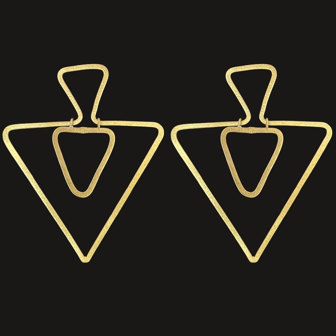 High-Quality Gold-Plated Geometric Triangle Dangle Earrings