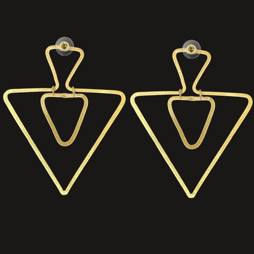 High-Quality Gold-Plated Geometric Triangle Dangle Earrings