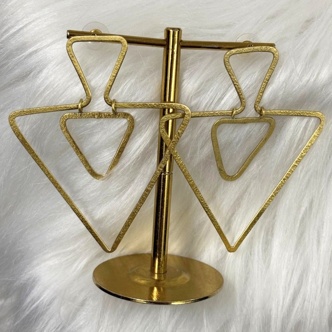 High-Quality Gold-Plated Geometric Triangle Dangle Earrings