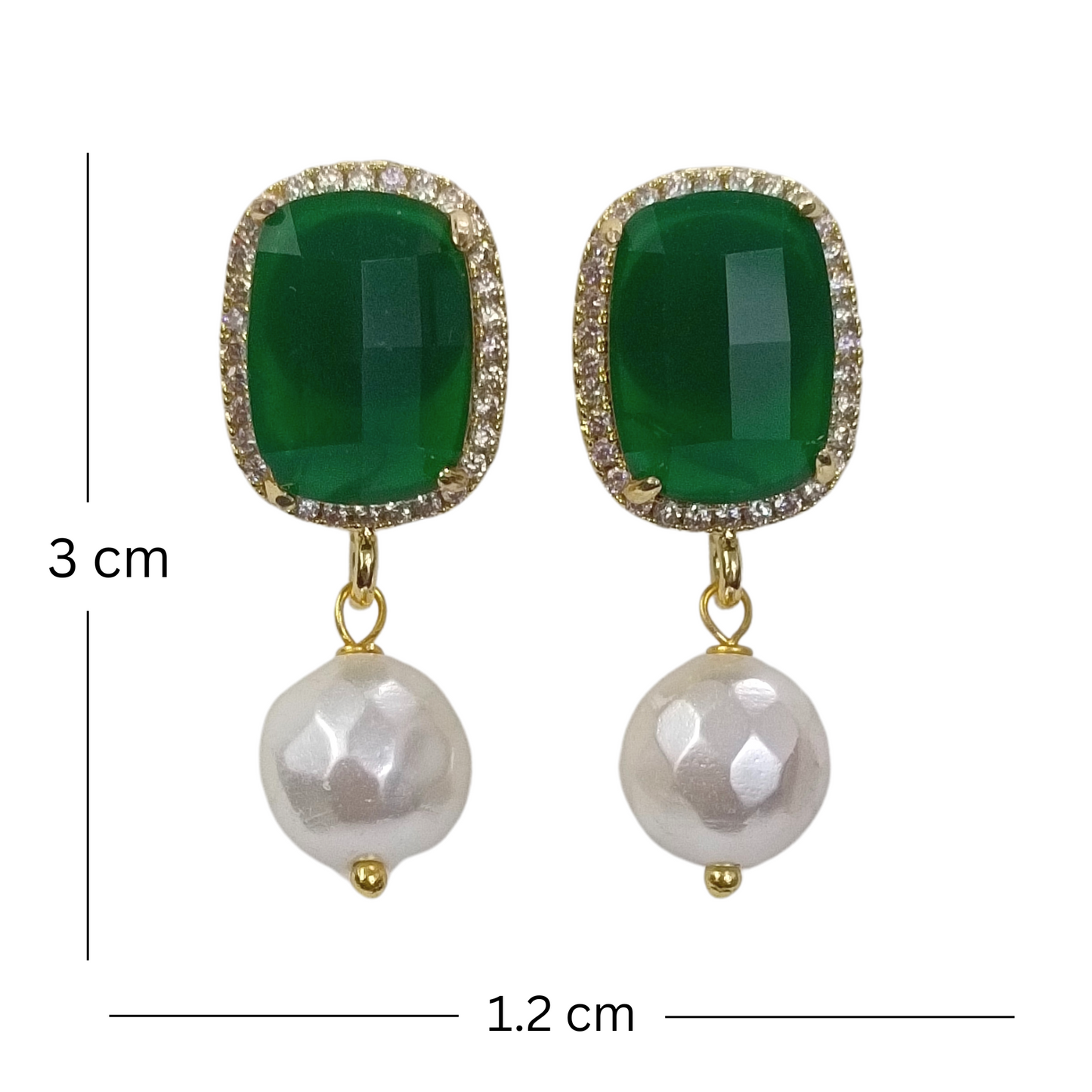 BDiva 18k Gold Plated Emerald Radiance Statement Earrings with a Fusion of Luxe and Elegance