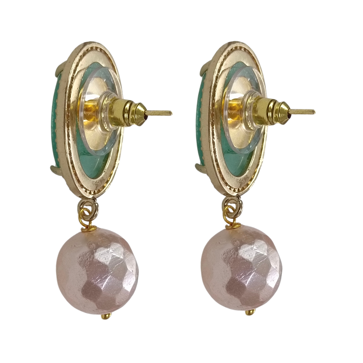 BDiva 18k Gold Plated Emerald Radiance Statement Earrings with a Fusion of Luxe and Elegance