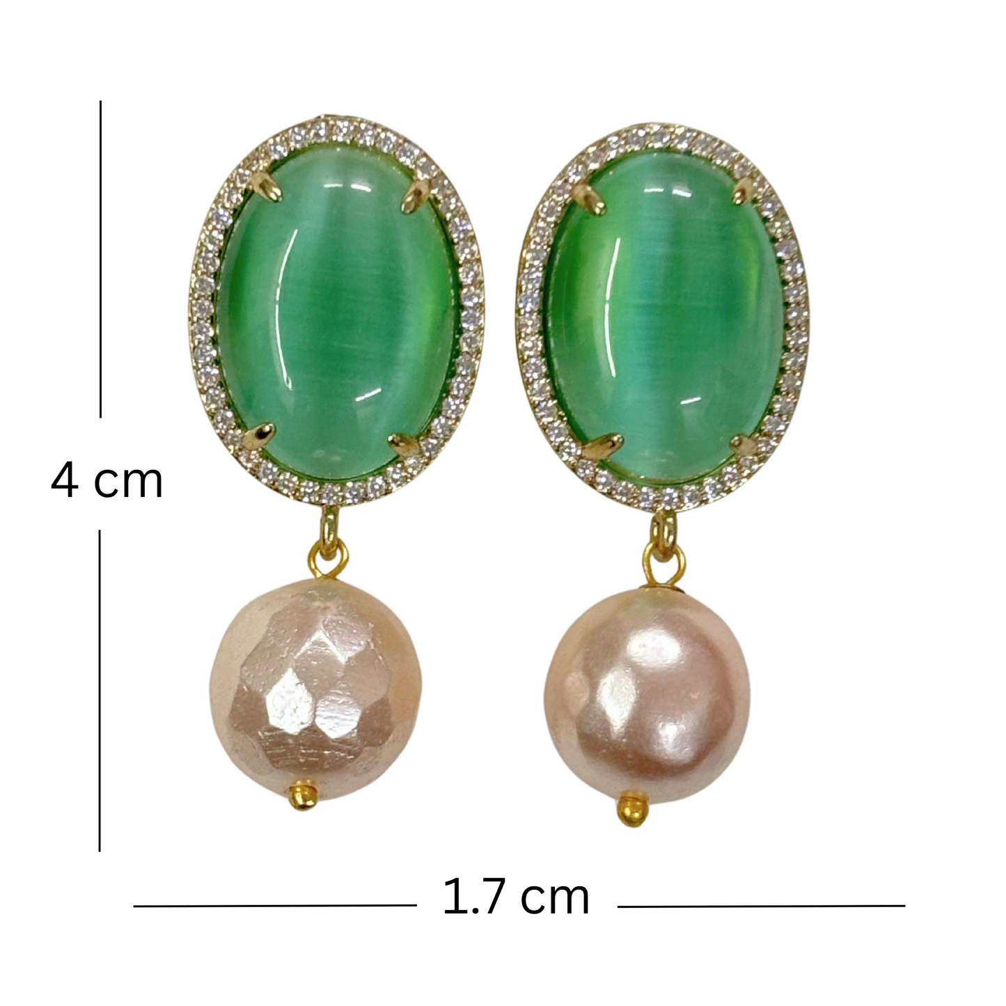 BDiva 18k Gold Plated Emerald Radiance Statement Earrings with a Fusion of Luxe and Elegance