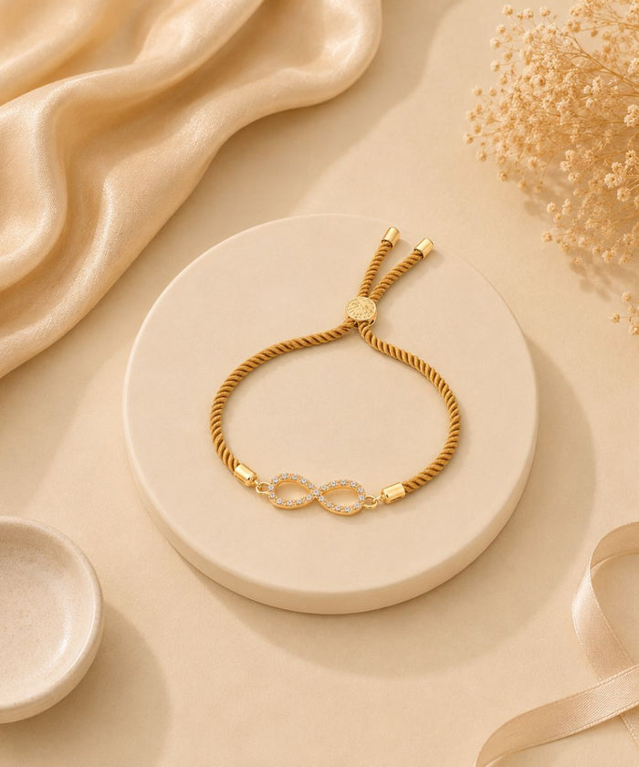 Bdiva 18k Gold-Plated Adjustable Infinity Bracelet with Cubic Zirconia