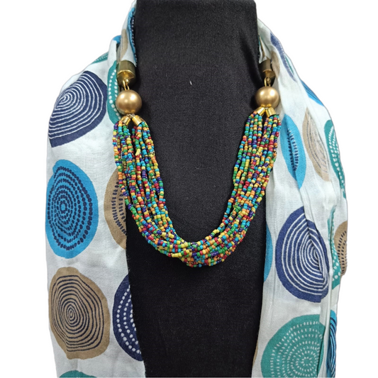 Bdiva Handmade Multi-Coloured Seed Beads Necklace Scarf.