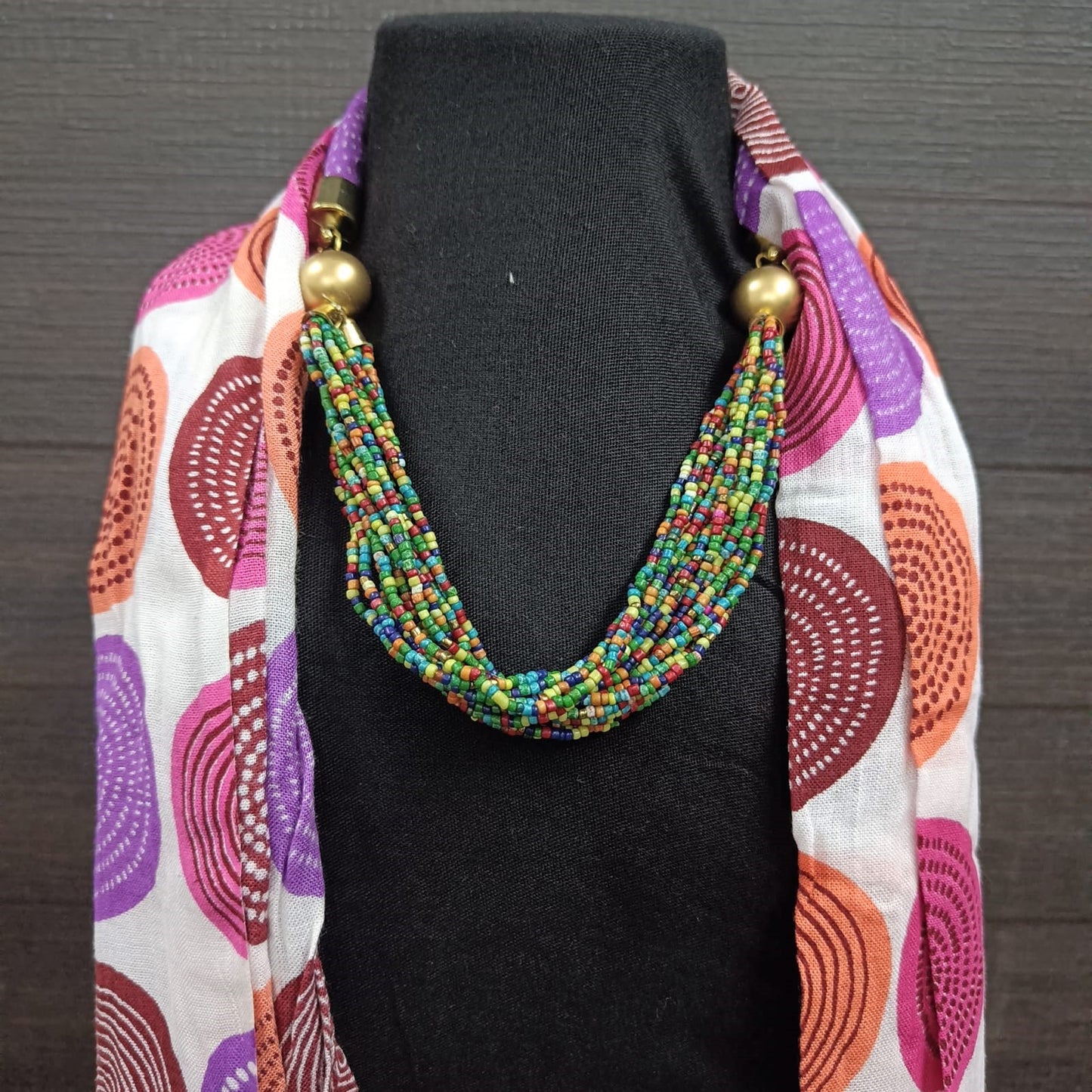 Bdiva Handmade Multi-coloured Seed Beads Necklace Scarf.