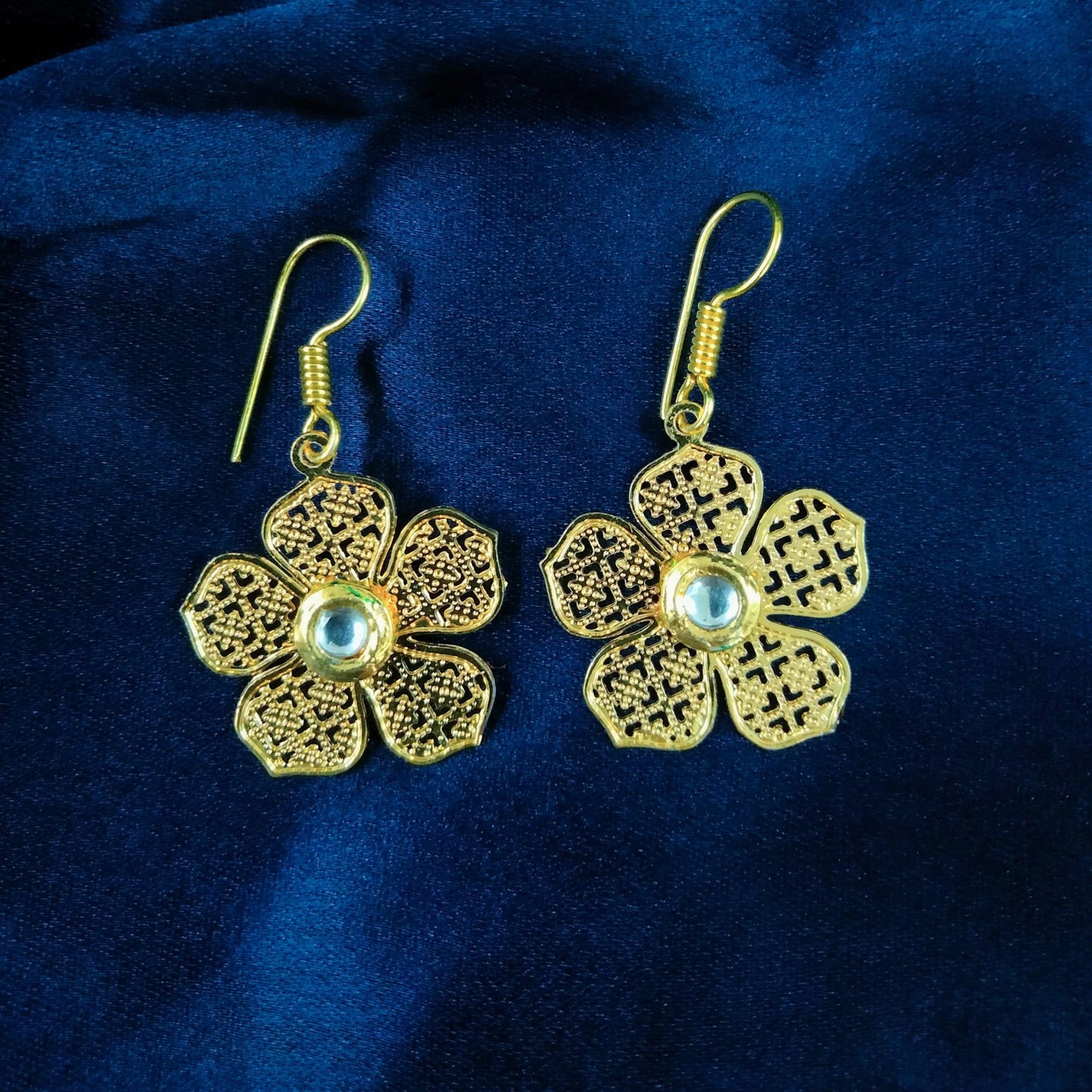 Bdiva 18K Gold Plated Light Weight Flower Danglers.