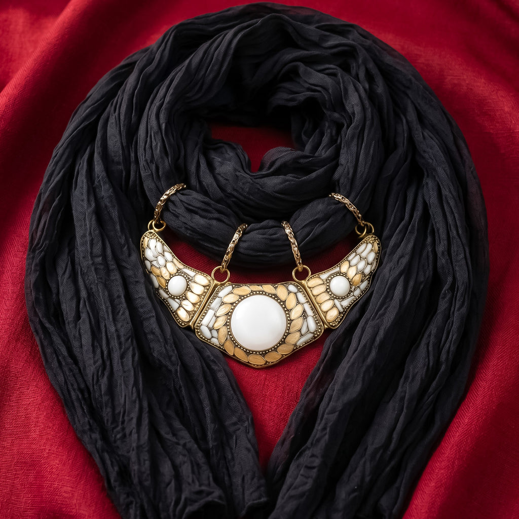 Georgette Scarf With Indian Jewelry