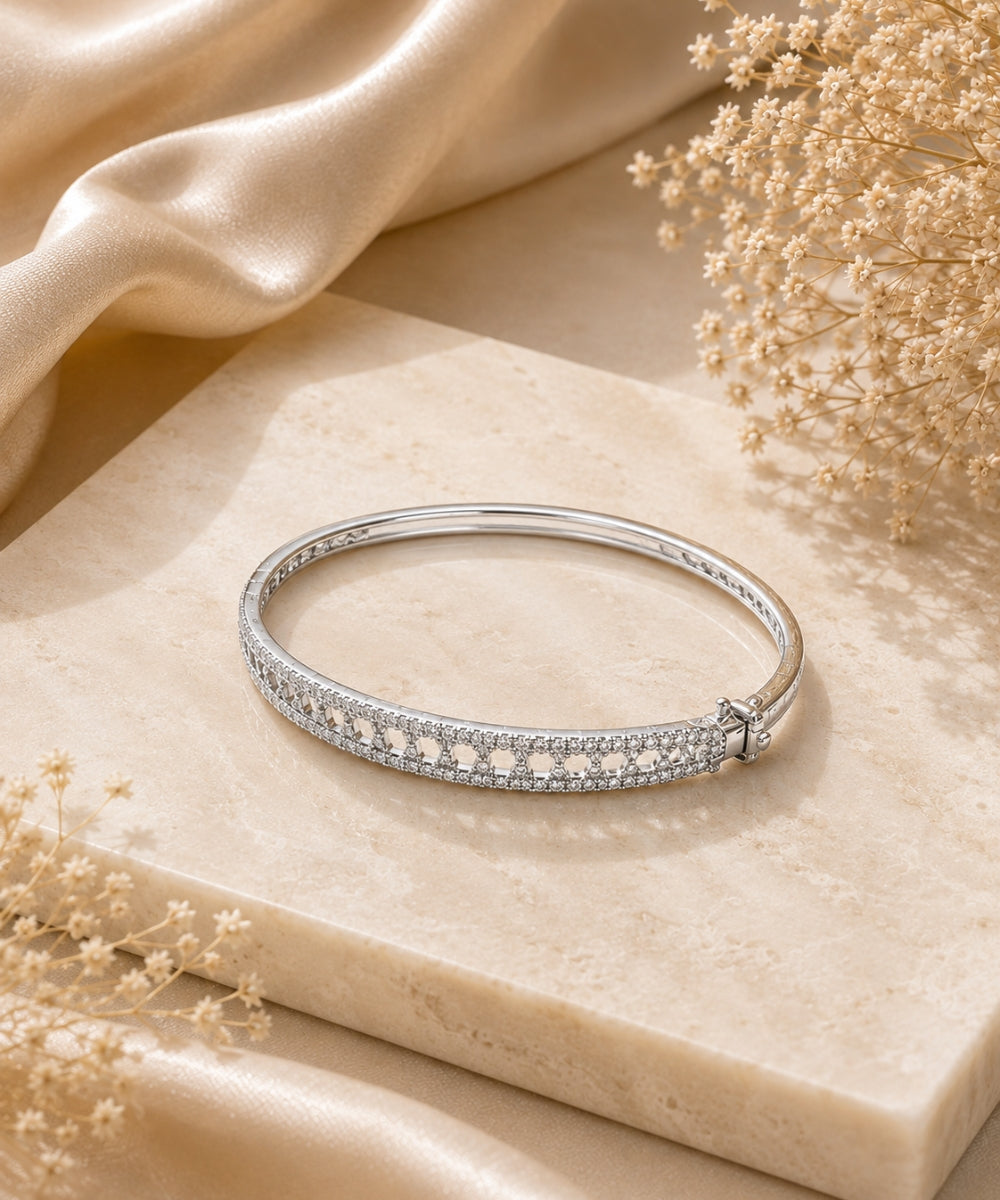 Rhodium Plated Cubic Zirconia Bracelet