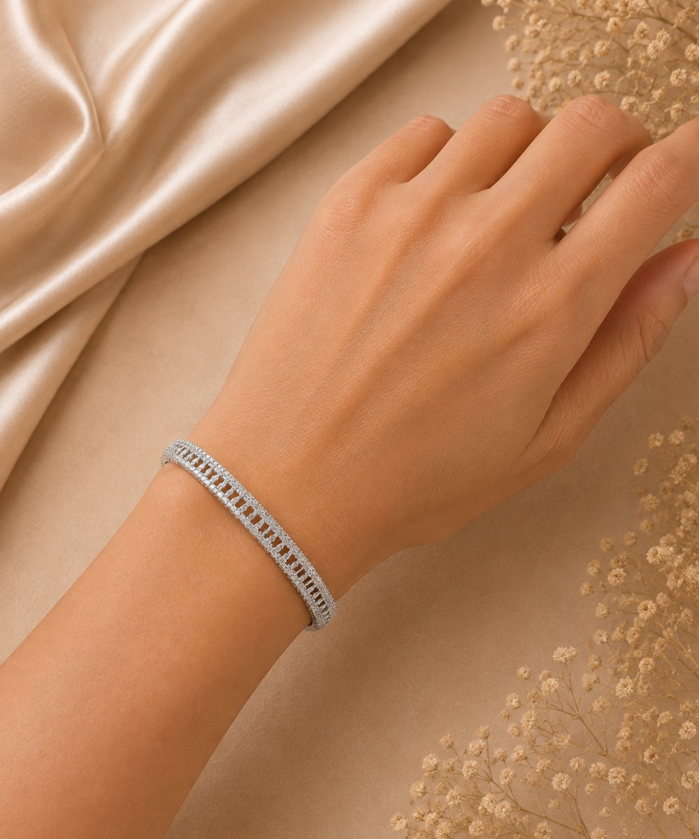Rhodium Plated Cubic Zirconia Bracelet