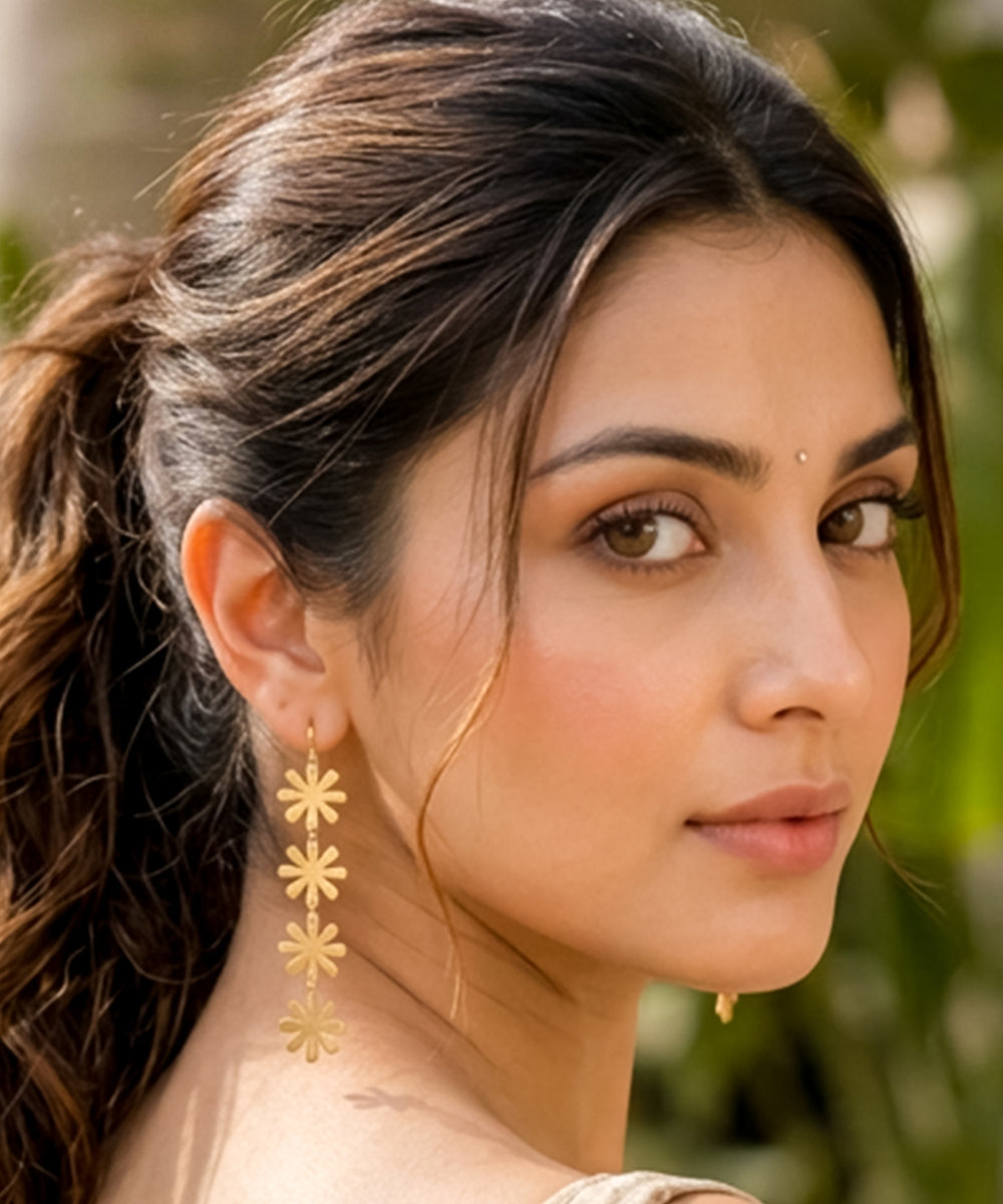 Gold Plated Snowflake Earrings