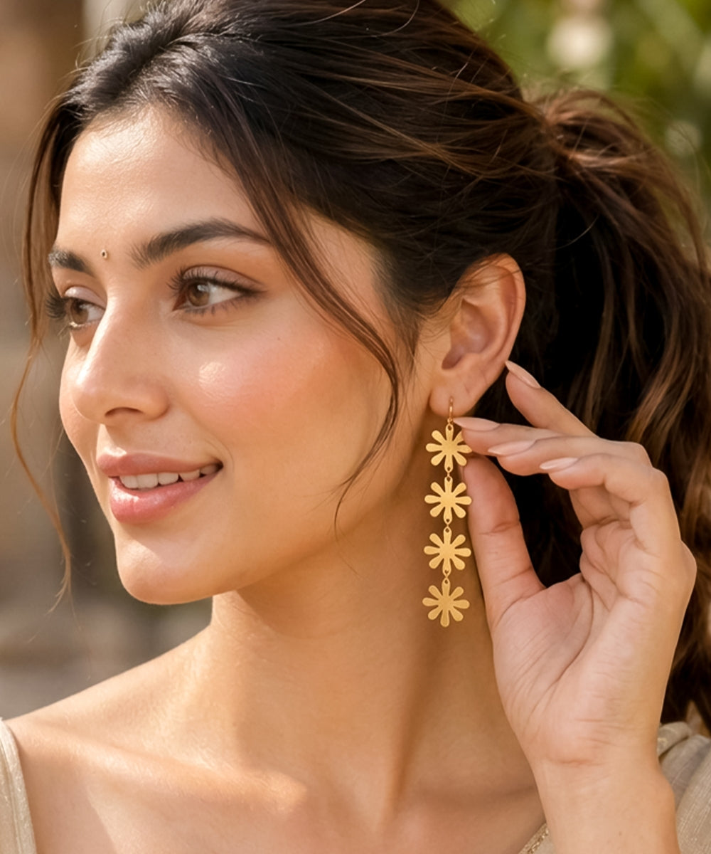Gold Plated Snowflake Earrings