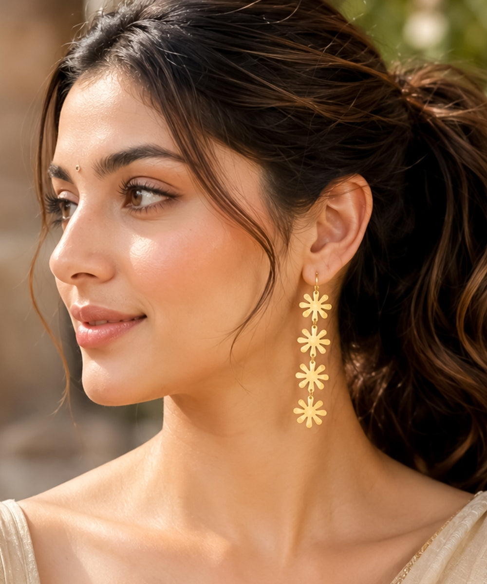 Gold Plated Snowflake Earrings
