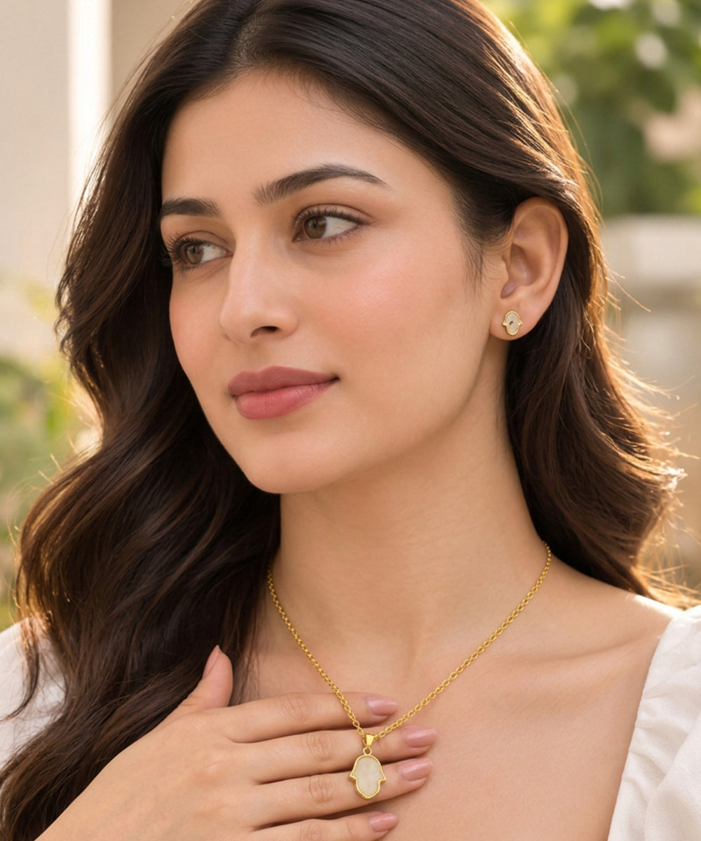 Gold‑Plated Hamsa Charm Pendant Chain