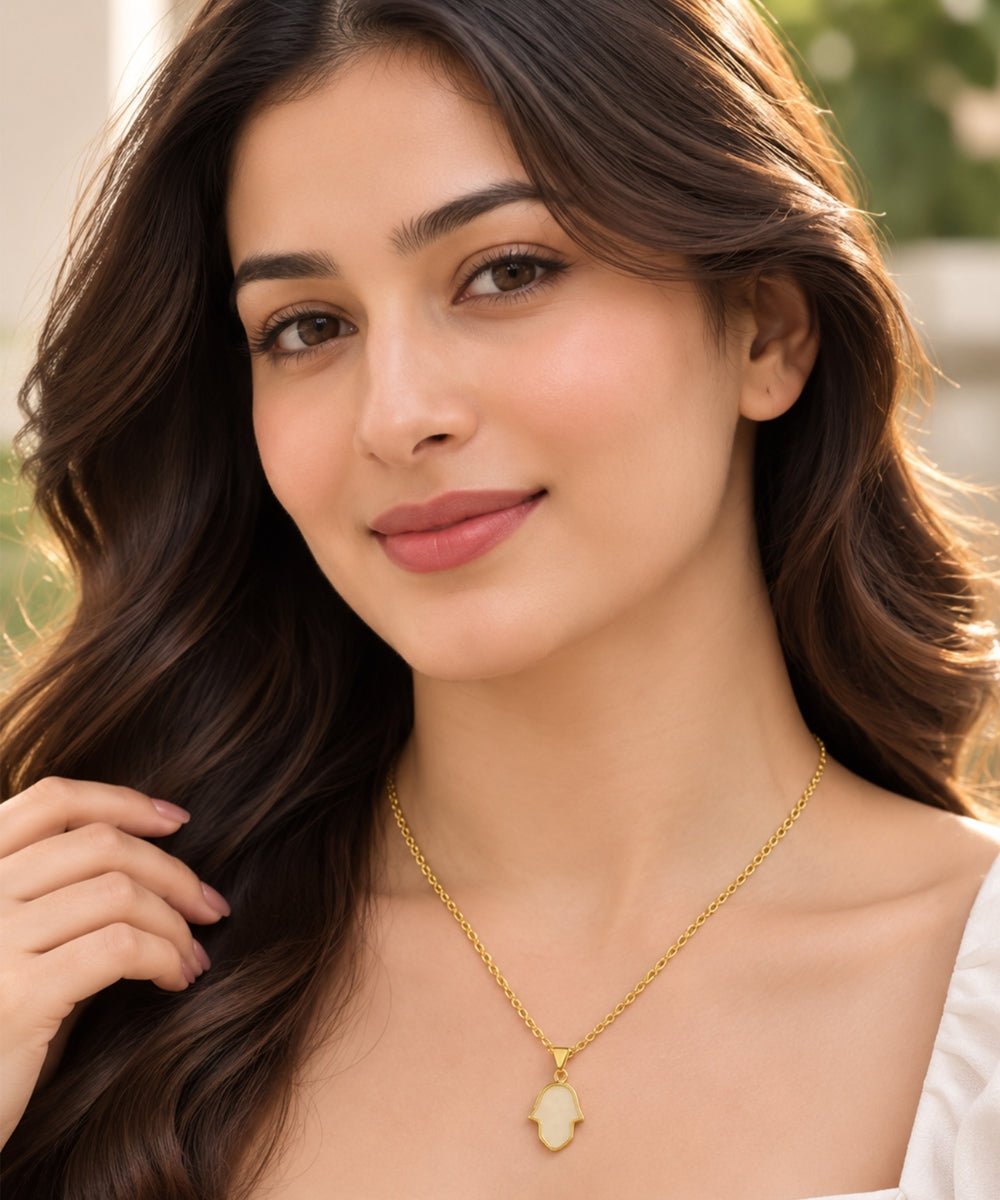Gold‑Plated Hamsa Charm Pendant Chain
