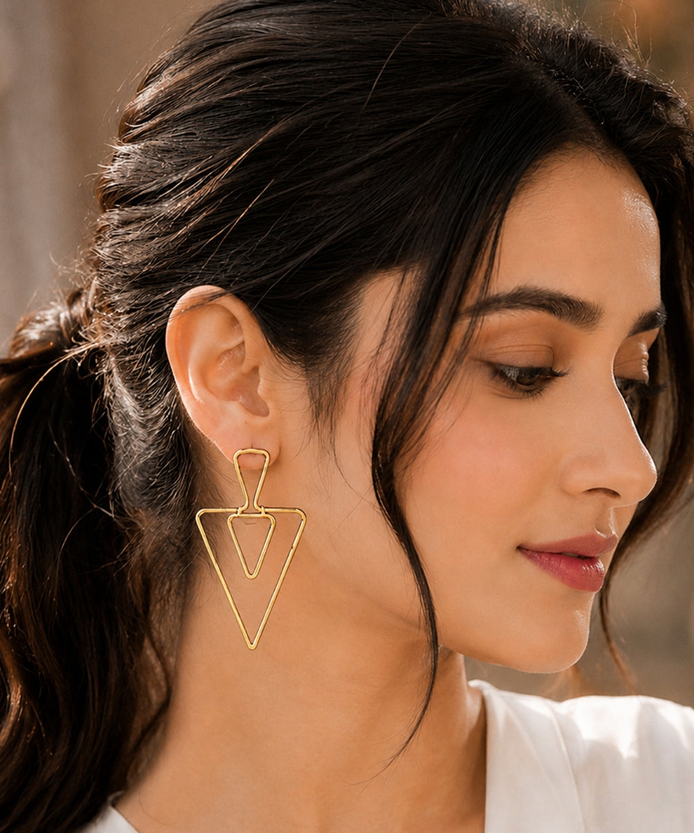 Gold Plated Triangle Earrings