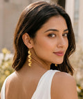 Gold Plated Semi-Circle Drop Earrings