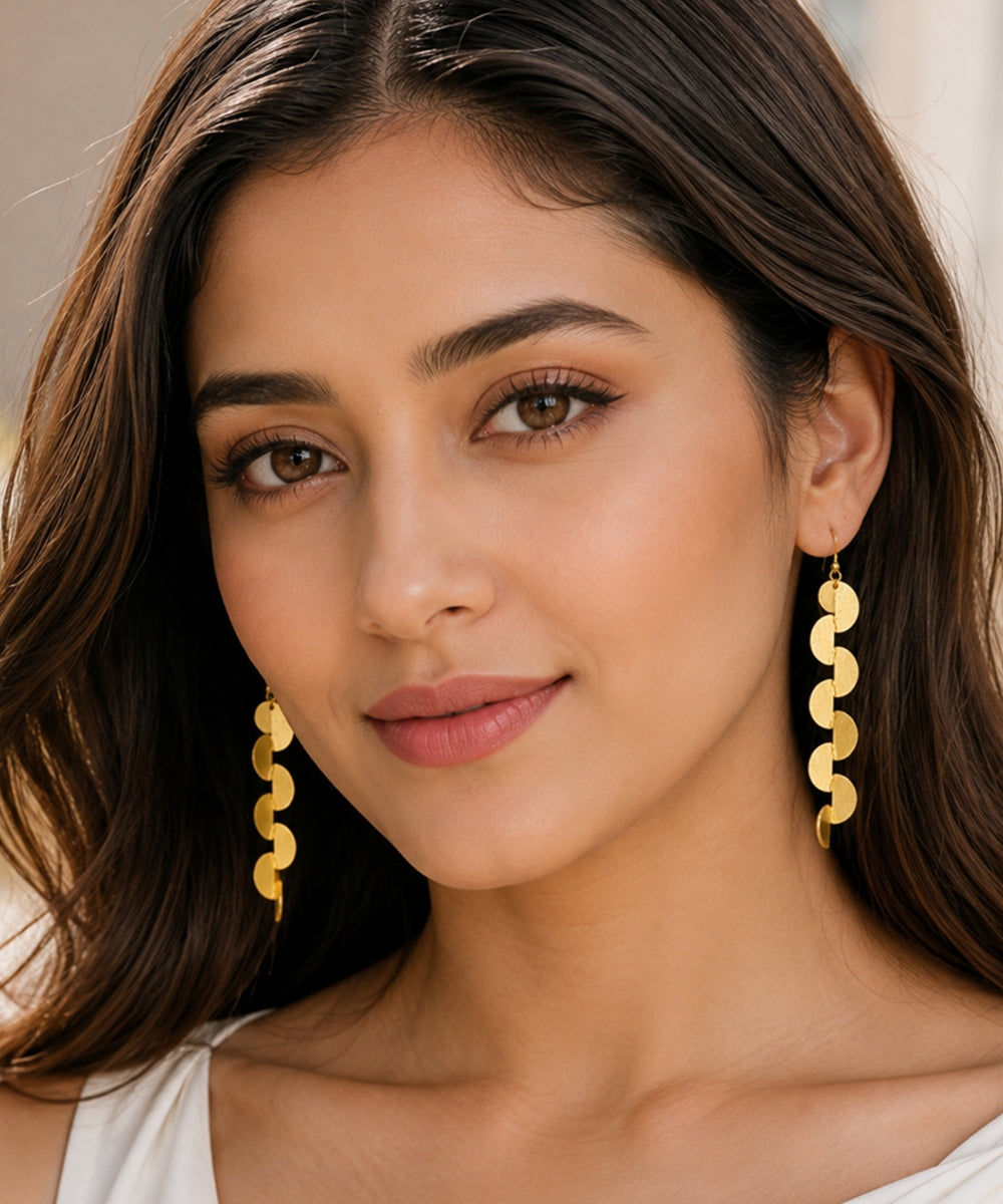 Gold Plated Semi-Circle Drop Earrings