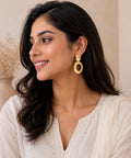 Gold Plated Double Oval Earrings
