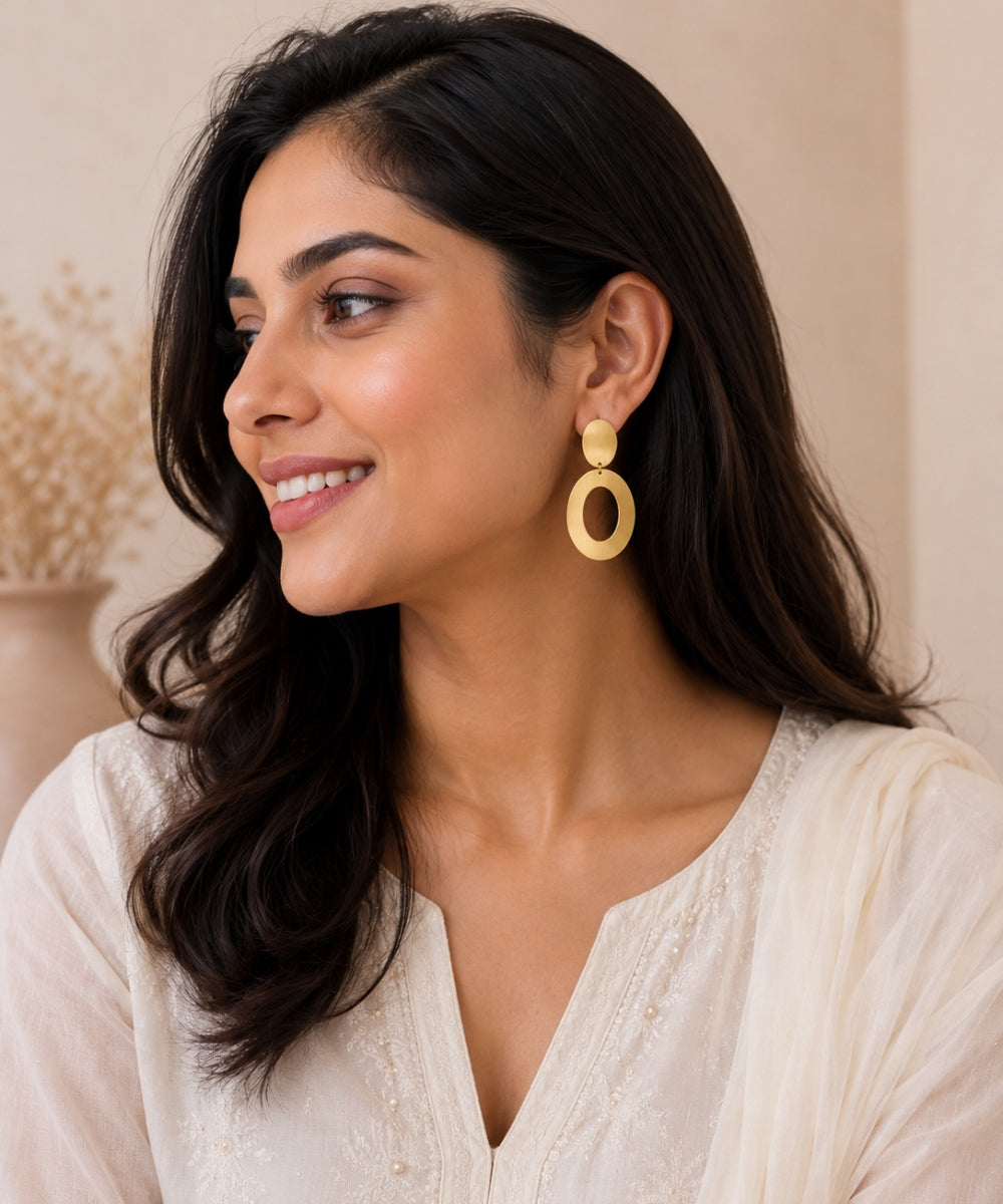 Gold Plated Double Oval Earrings
