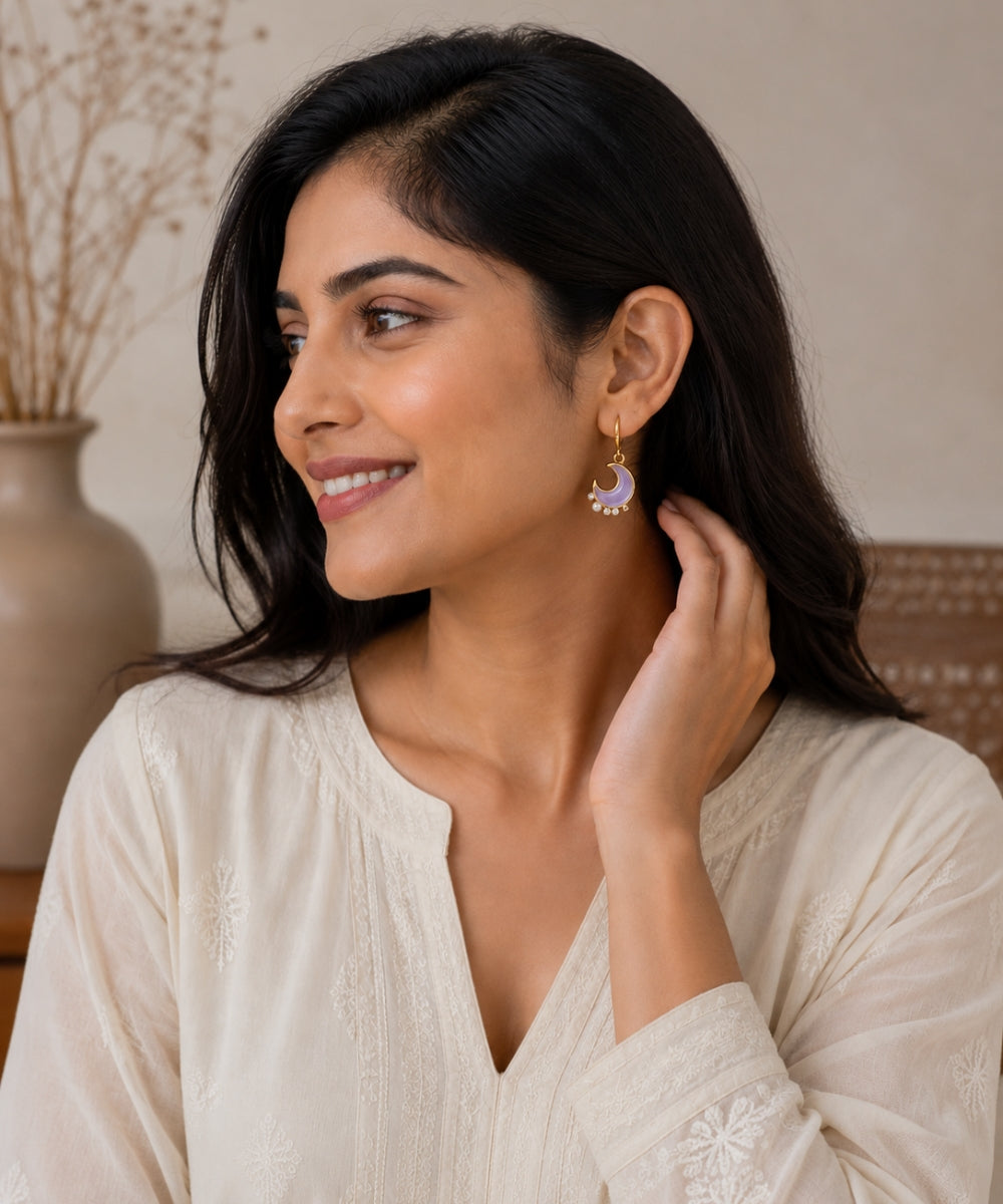 Gold Plated Luna Glow Stone Drop Earrings