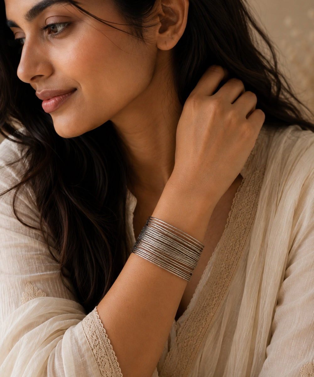 Oxidized Multi-Wire Statement Bangle