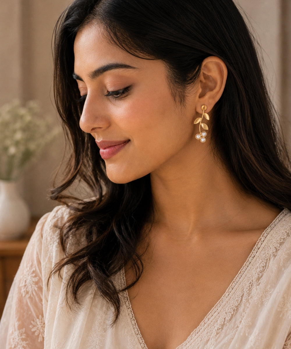 Gold Plated Pearl Drop Earrings