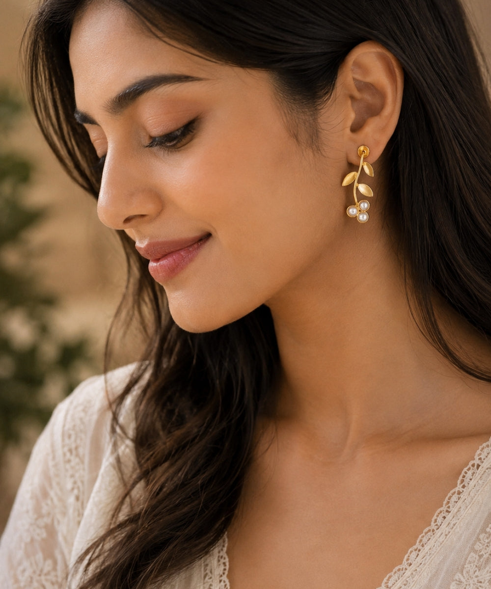 Gold Plated Pearl Drop Earrings