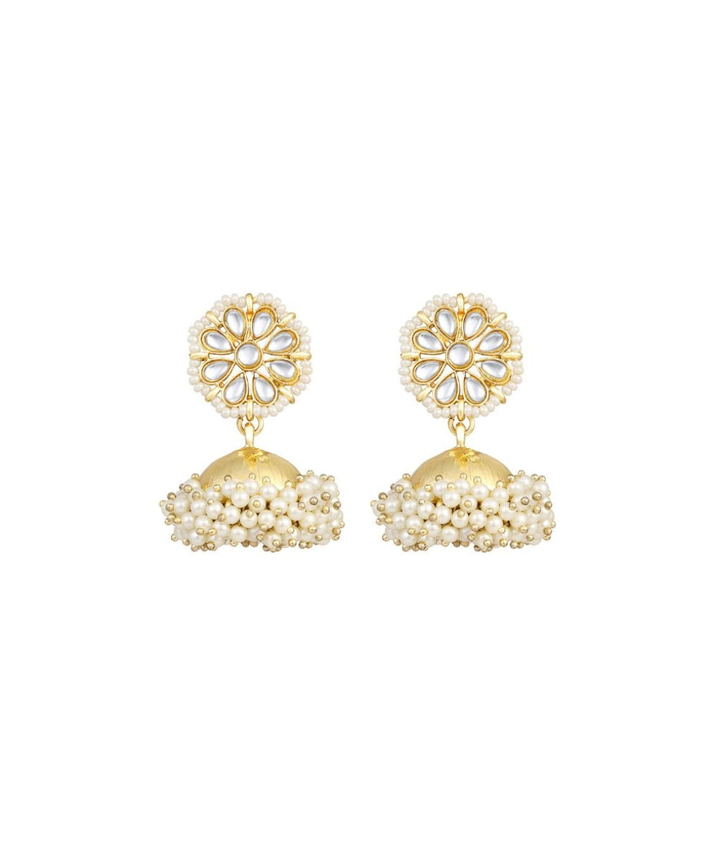 Gold Plated Kundan Jhumka Earrings