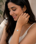 Gold Plated Evil Eye Bracelet with Cubic Zirconia
