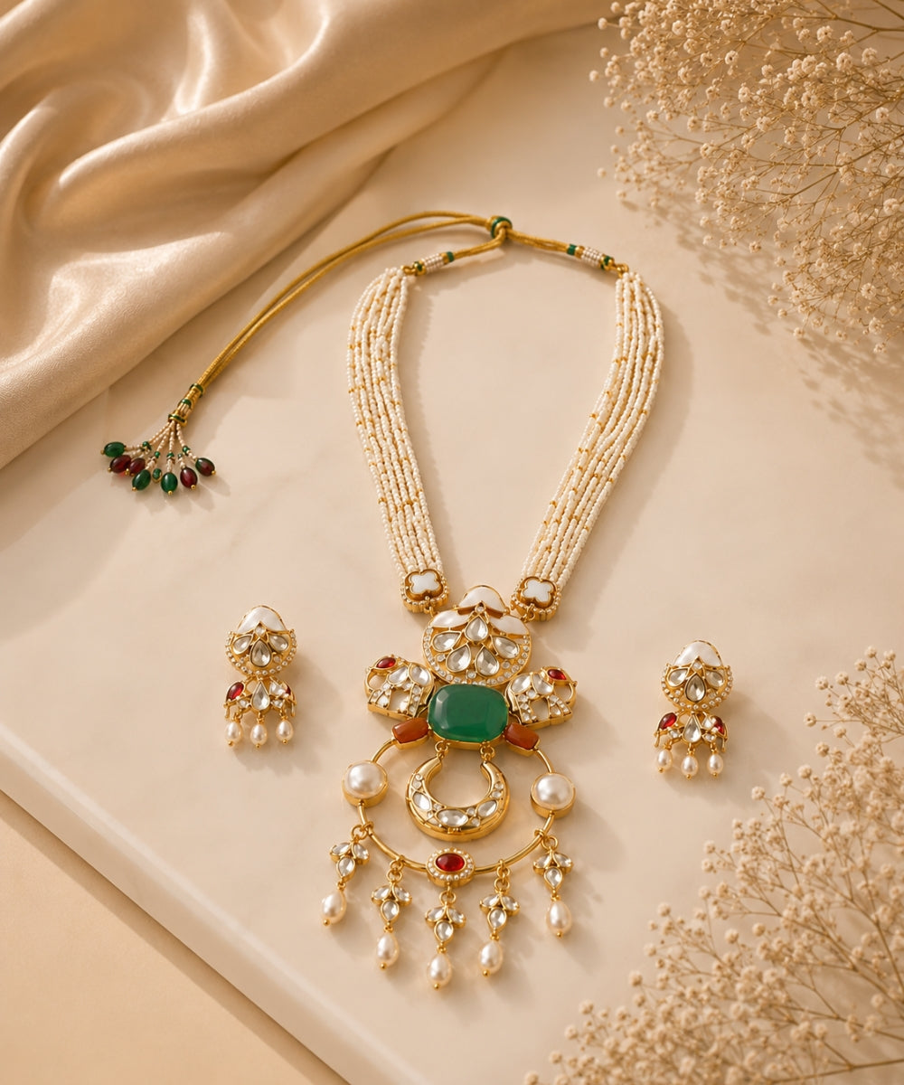 Gold Plated Kundan & Semi Cultured Pearl Choker Set