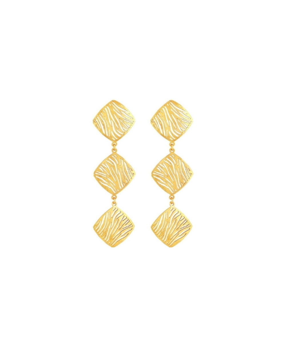 Gold Plated Geometric Drop Earrings