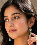 Gold Plated Lotus Pearl Drop Earrings