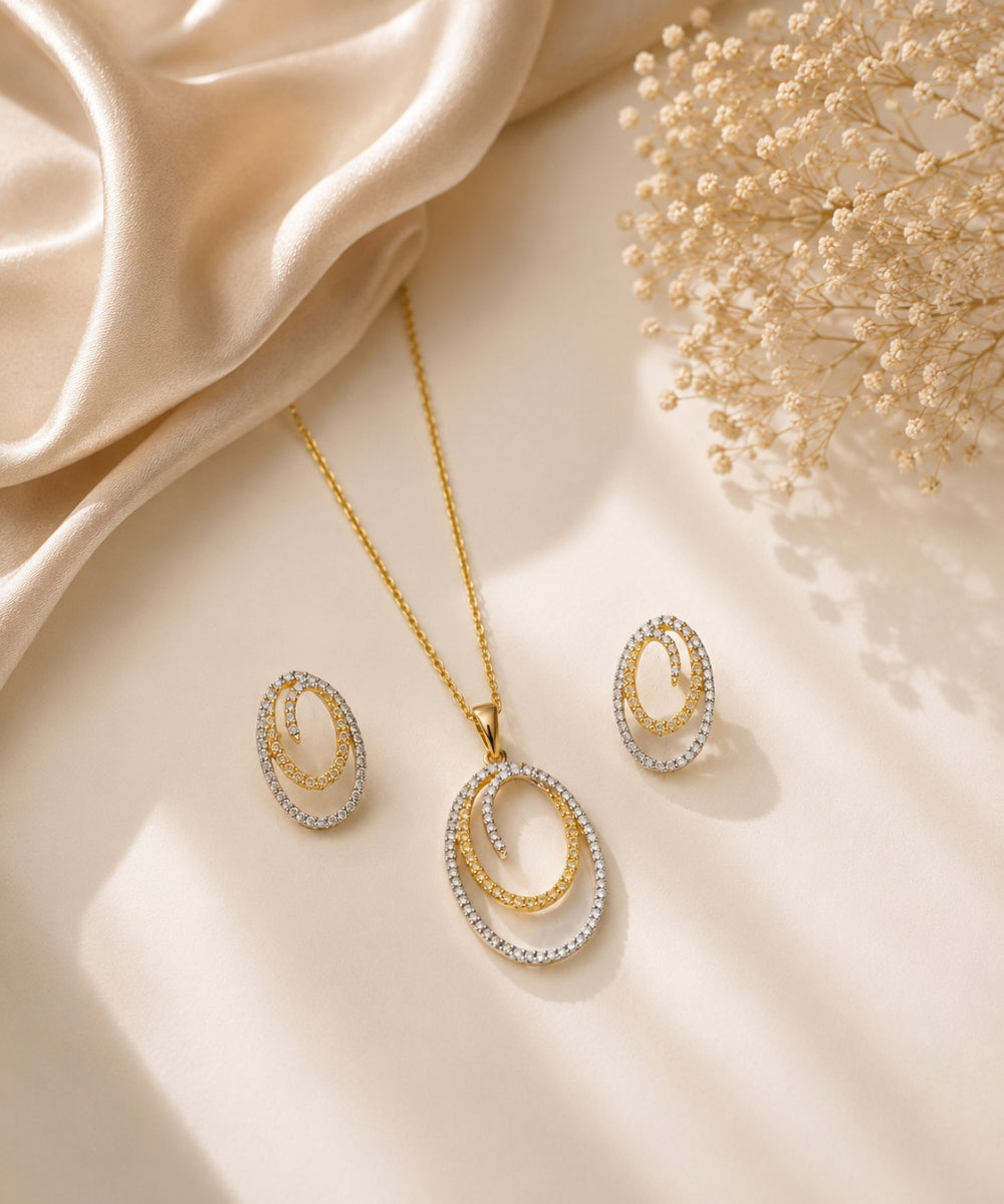 Gold-Plated Cubic Zirconia Pendant Set