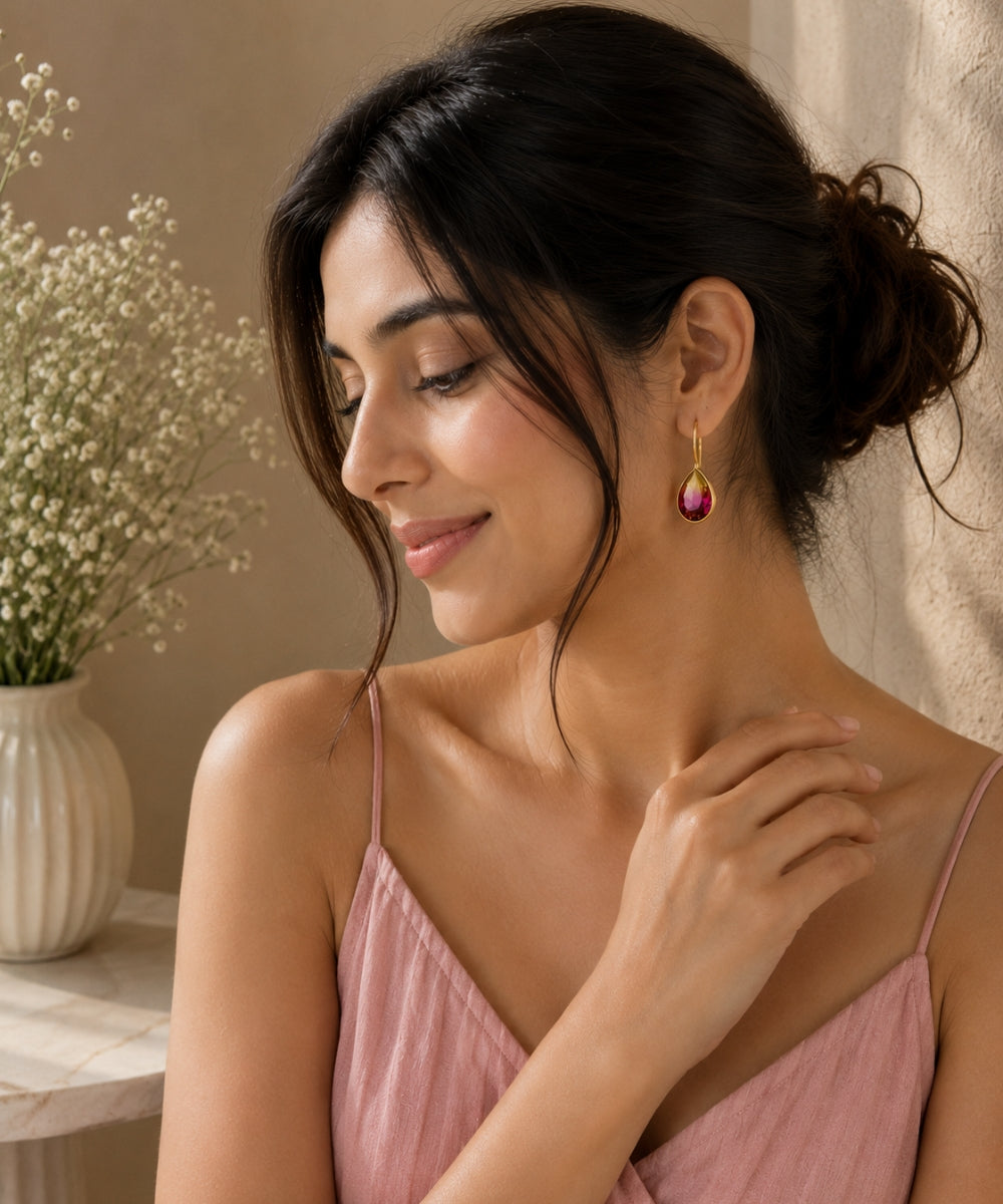 Gold Plated Ombre Cubic Zirconia Drop Earrings