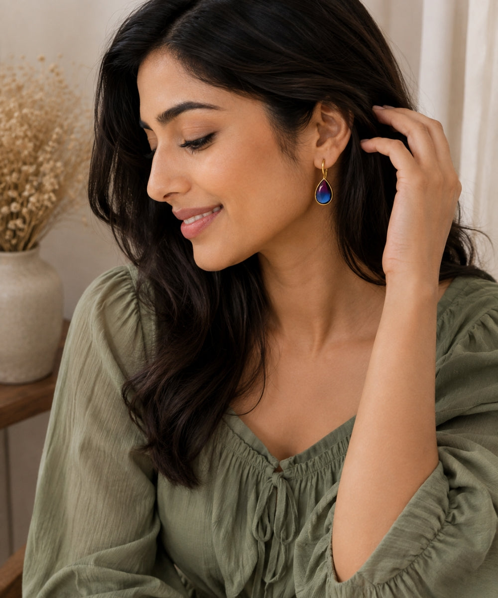Gold Plated Ombre Cubic Zirconia Drop Earrings