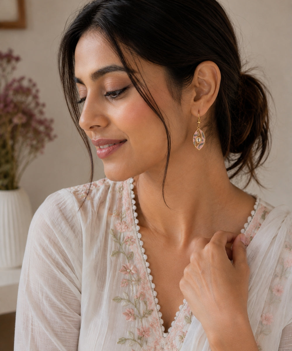 Gold-Plated Kundan Drop Earrings