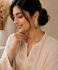 Gold Plated Green  Cubic Zirconia Drop Earrings