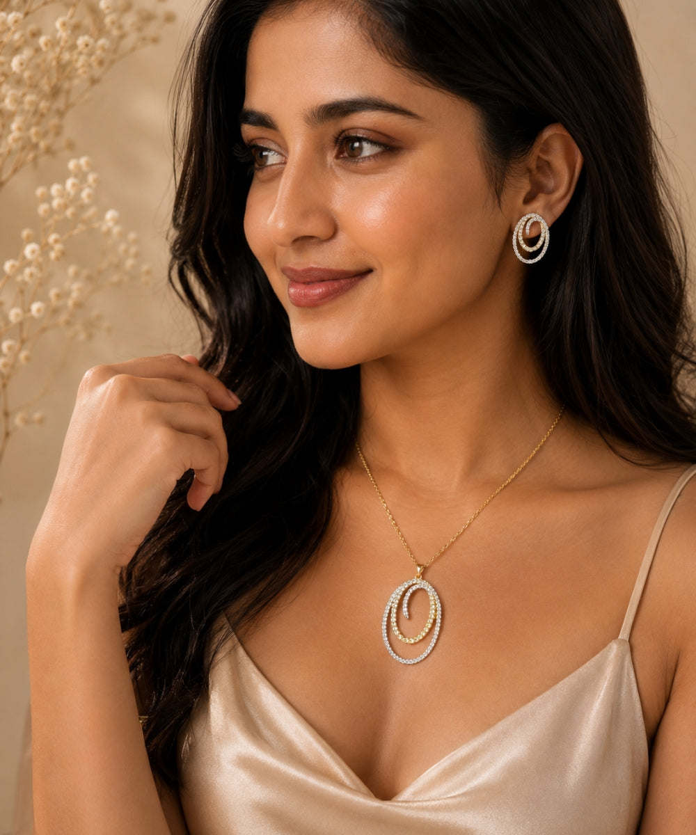 Gold-Plated Cubic Zirconia Pendant Set