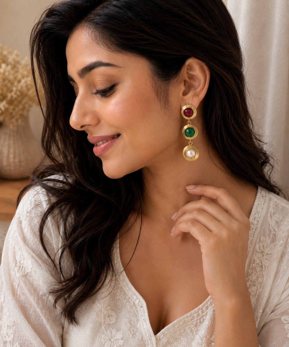 Gold Plated Semi-Cultured Pearl Drop Earrings