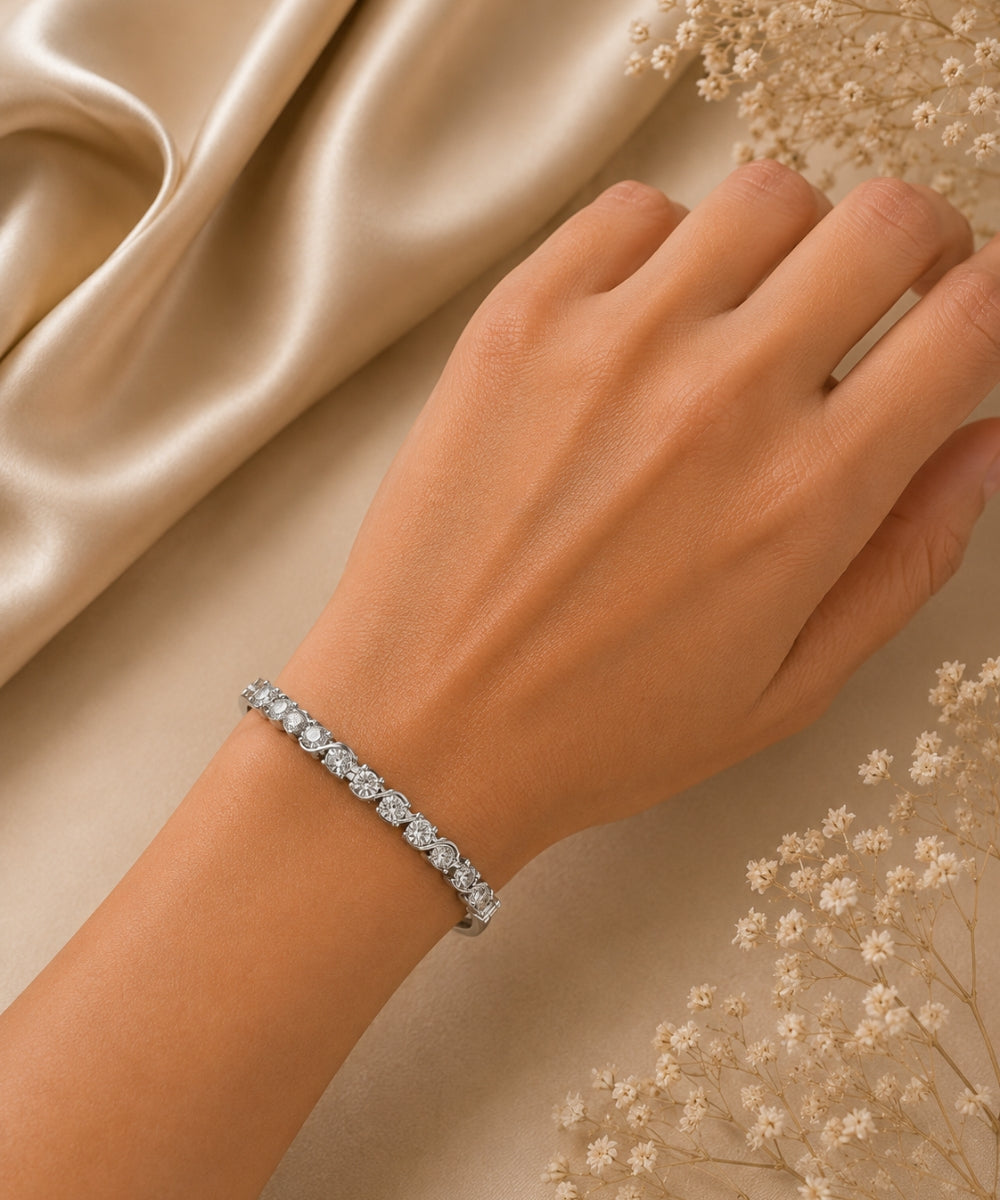 Rhodium Plated Cubic Zirconia Bracelet