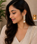 Gold Plated Kundan Drop Earrings