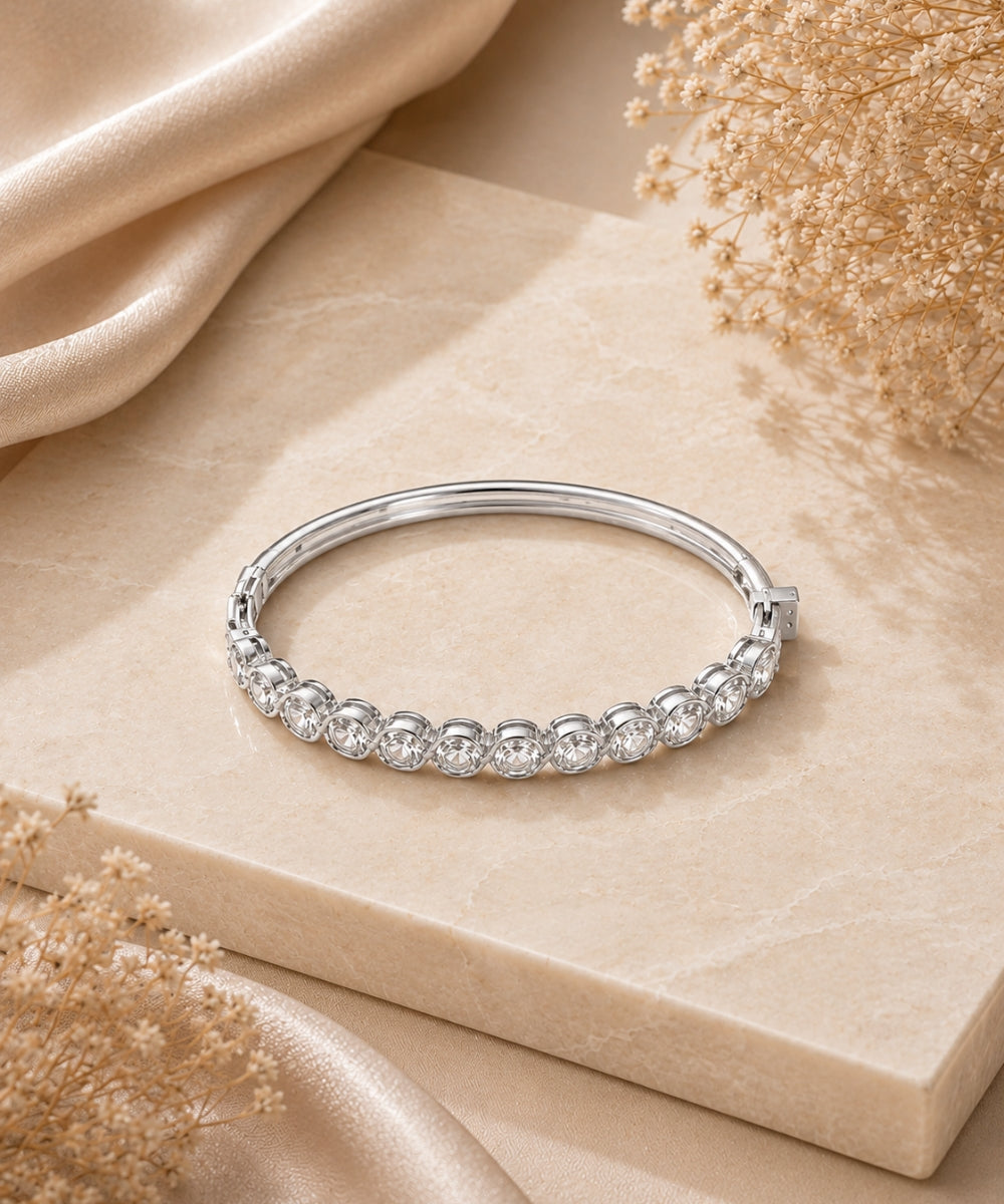 Rhodium Plated Cubic Zirconia Bracelet